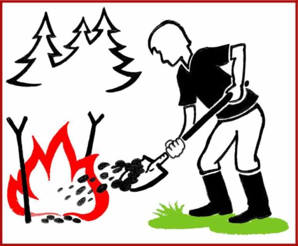 Тушите костер в лесу