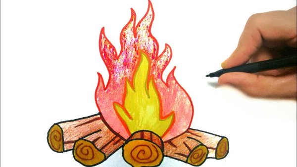 Поэтапное рисование огня