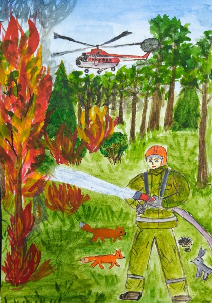 Пожар детский рисунок