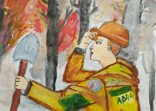 Пожар детский рисунок