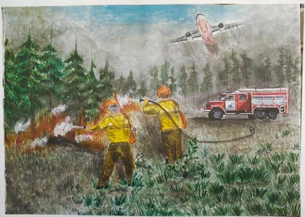 Пожар детский рисунок