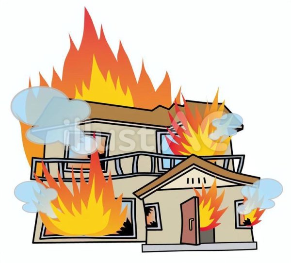 Горящий дом мультяшный