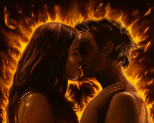 Мужчина и женщина в огне