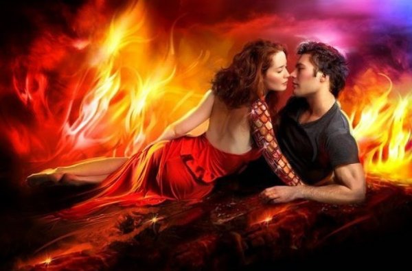 Мужчина и женщина в огне