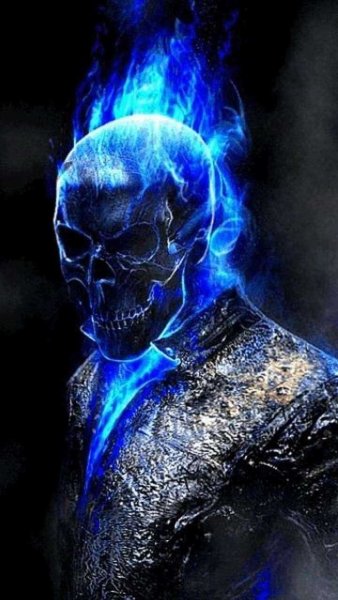 Призрачный гонщик с синим пламенем