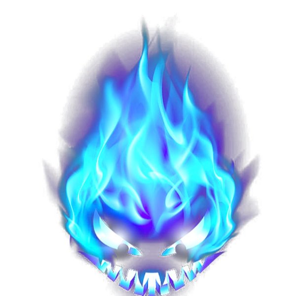 Синий огонь на прозрачном фоне