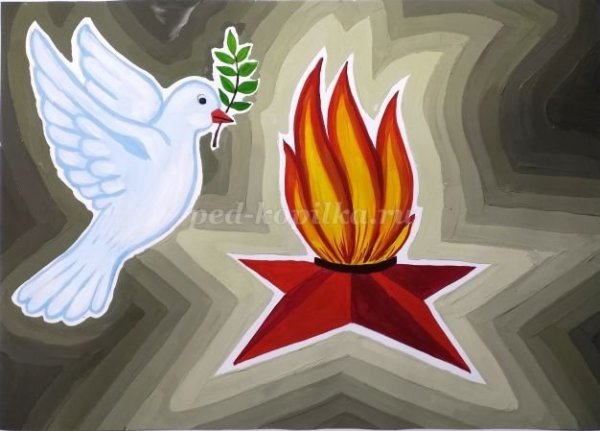 Рисунок голубя на 9 мая