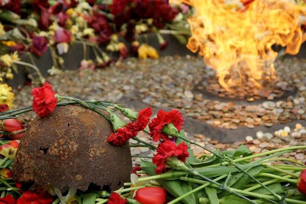 Каска гвоздики и вечный огонь