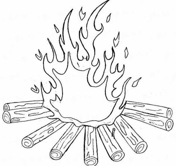 Рисунок огня для срисовки