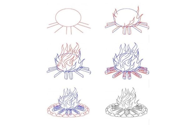 Поэтапное рисование костра