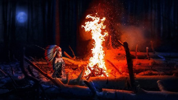 Индейцы у костра