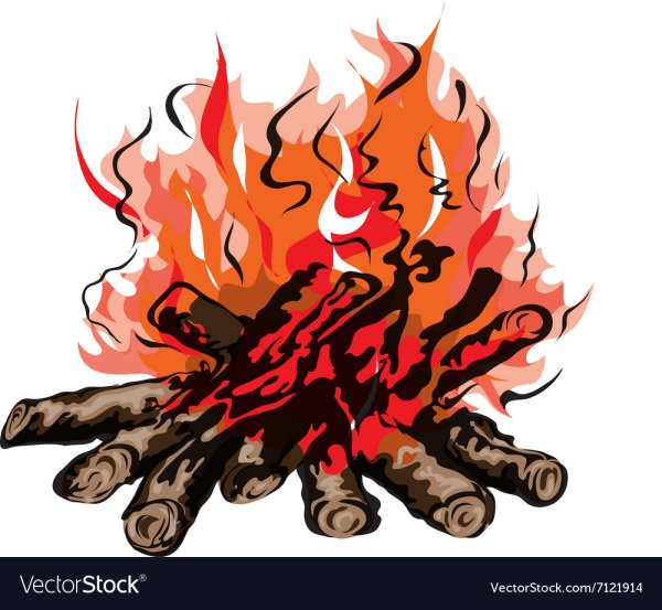 Нарисовать огонь с дровами