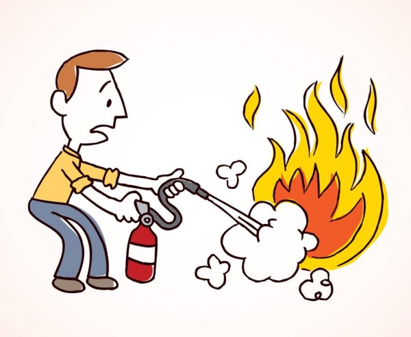 Тушить пожар на белом фоне