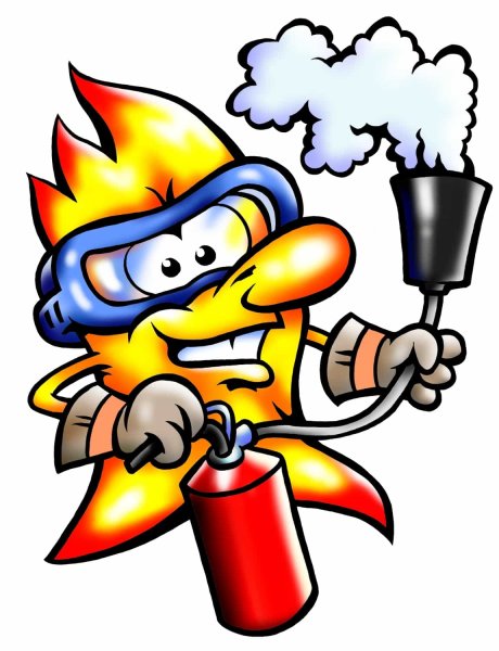 Пожарник с огнетушителем