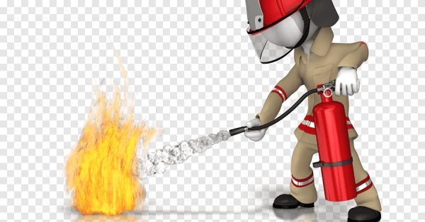 Пожарник с огнетушителем