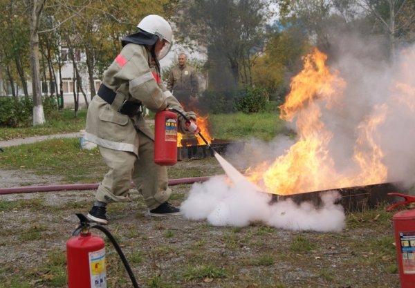 Тушение огнетушителем