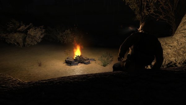 Сталкер привал у костра