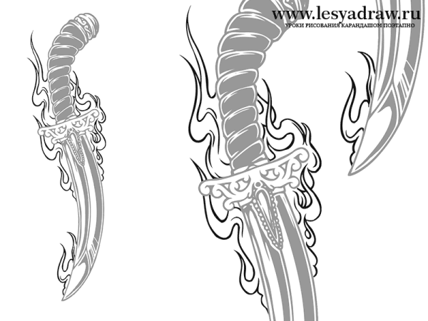 Кинжал рисунок карандашом