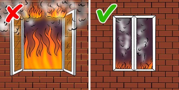 Закрыть окна при пожаре