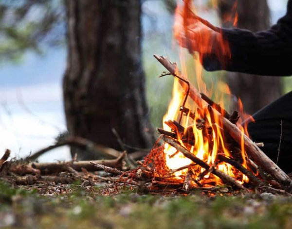 Розжиг костра в лесу