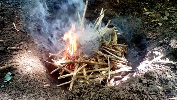 Розжиг костра в лесу