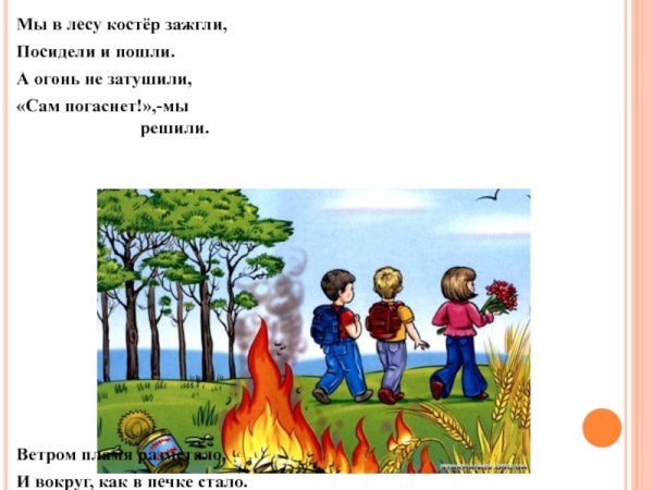 Не разжигай костер в лесу картинки для детей