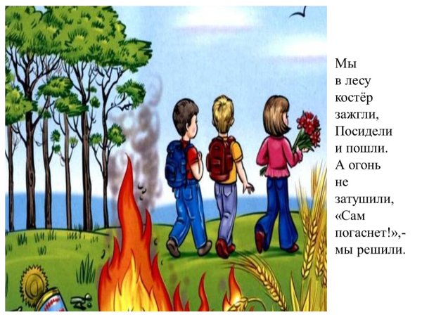 Костер в лесу рисунок