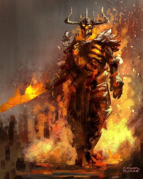 Огненный воин-демон Элементаль арт