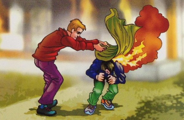 Загорелась одежда на человеке