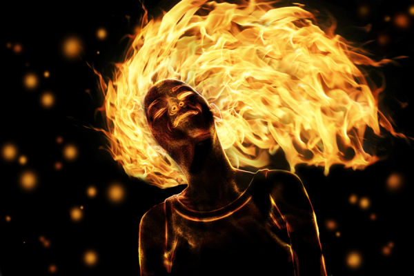 Лицо в огне арт