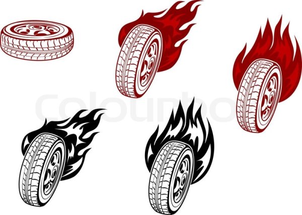 Горящее колесо вектор