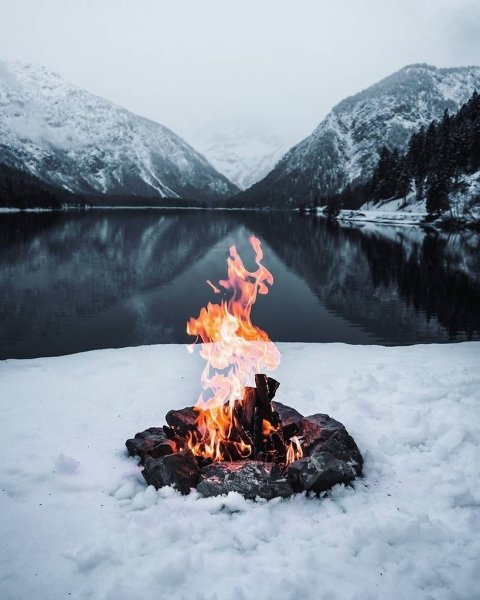 Костер зимой