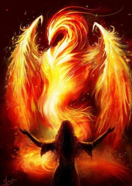 Птица Феникс женщина Восставшая из пепла