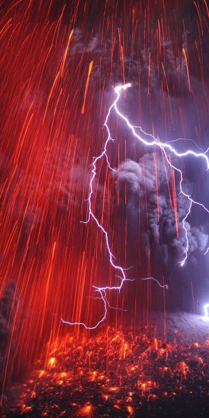 Вулканическая молния лава