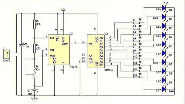 Счетчик импульсов на cd4017