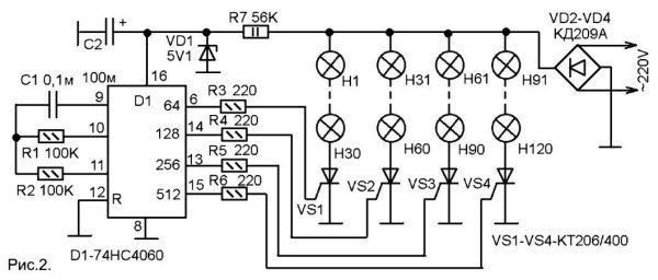 Схема мигалки для ламп 220в