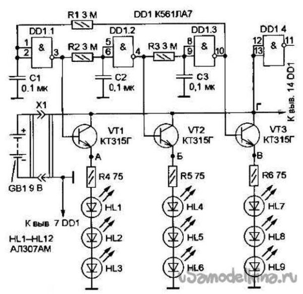 Схема включения микросхемы к561ла7