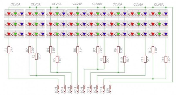 Цветомузыка на RGB ленте схема
