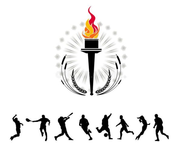 Олимпийский огонь на белом фоне