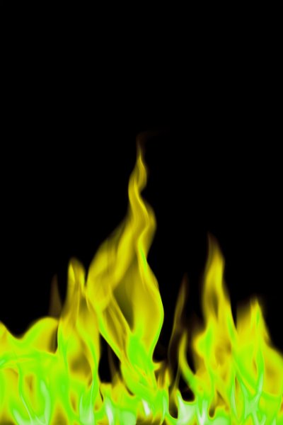 Зелёный огонь на чёрном фоне