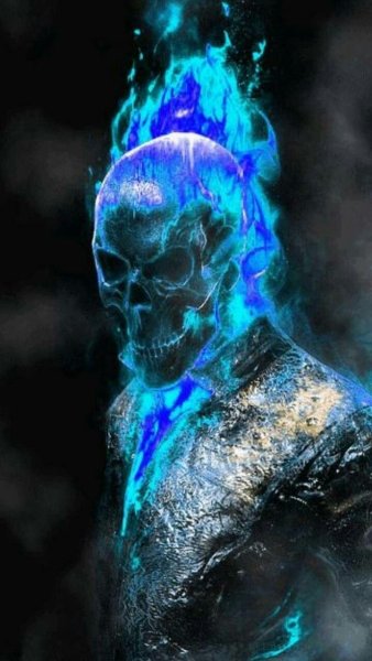 Призрачный гонщик голубое пламя