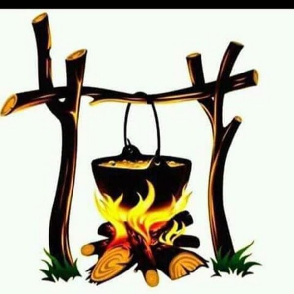 Котелок на костре вектор