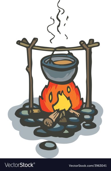 Котел на костре вектор