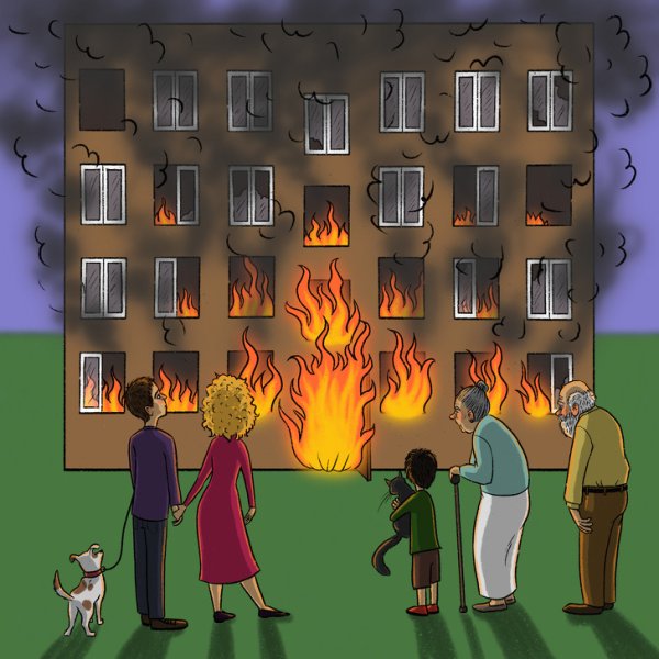 Пожар дома для детей