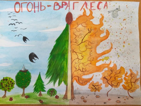 Огонь враг леса рисунки