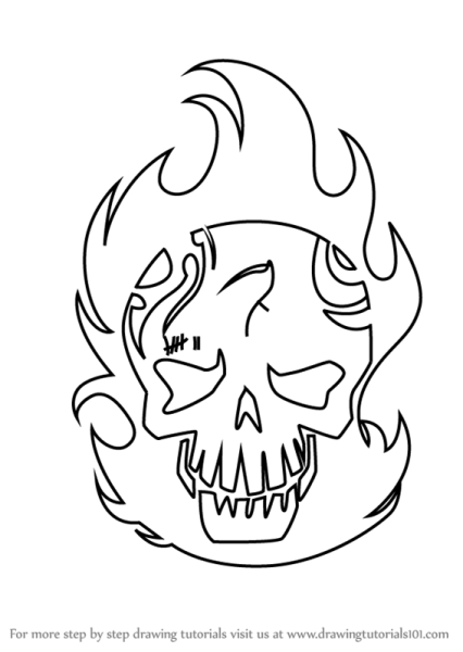 Тату эскизы-Огненный череп