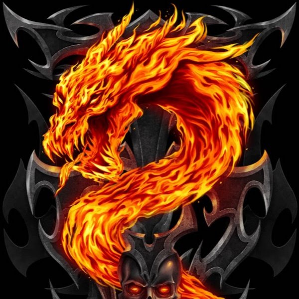 Морда дракона в огне