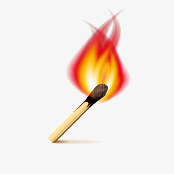 Горящая спичка на белом фоне
