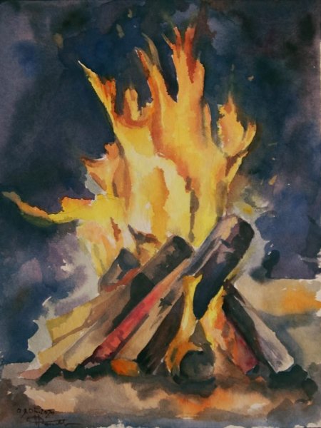 Пламя акварель