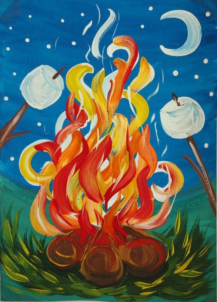 Костер гуашью